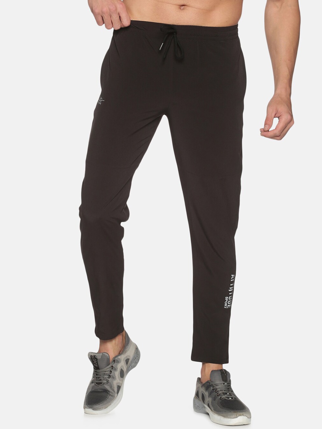 

ATTIITUDE Men Brand Logo Slim-Fit Dry-Fit Track Pant, Black