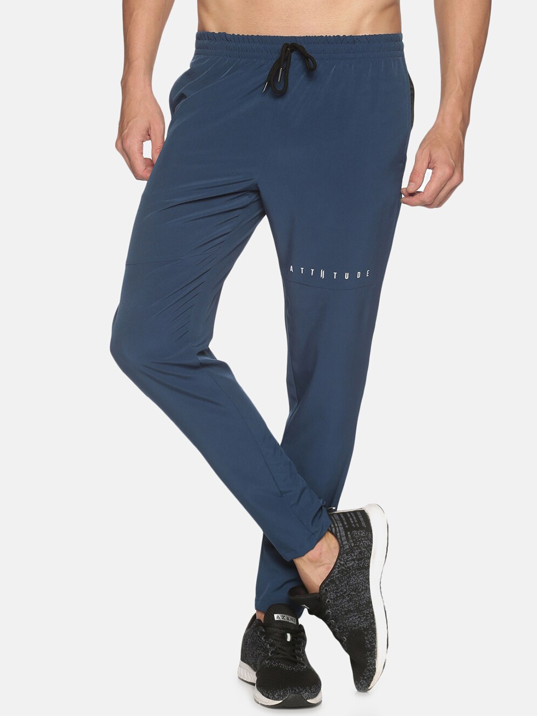 

ATTIITUDE Men Brand Logo Slim Fit Dry-Fit Track Pants, Navy blue