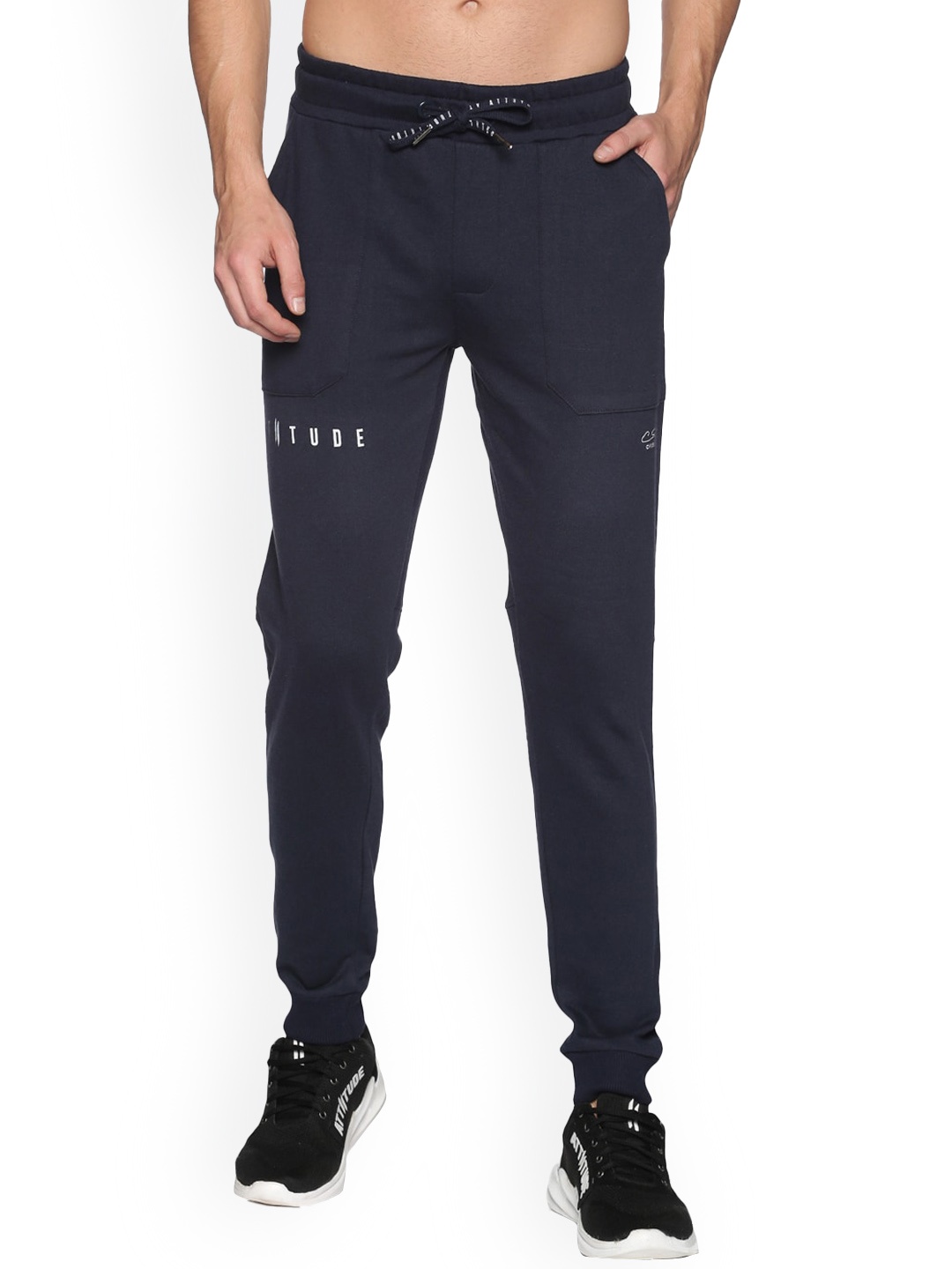 

ATTIITUDE Men Slim Fit Pure Cotton Sports Joggers, Navy blue