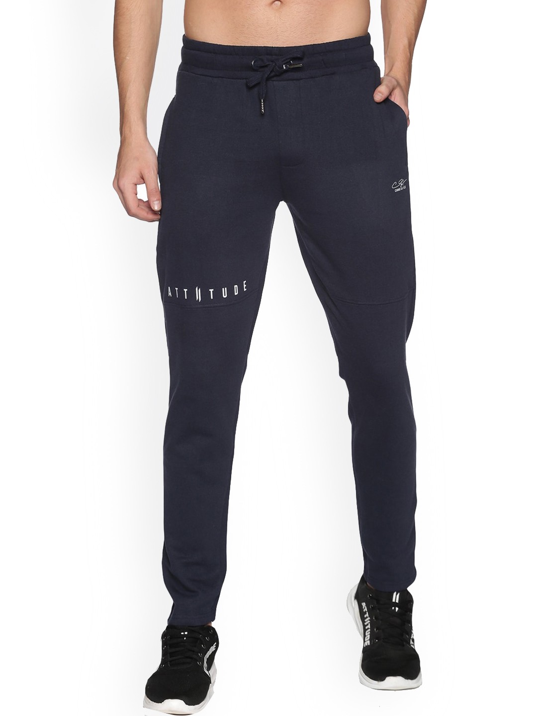 

ATTIITUDE Men Slim Fit Pure Cotton Track Pants, Navy blue