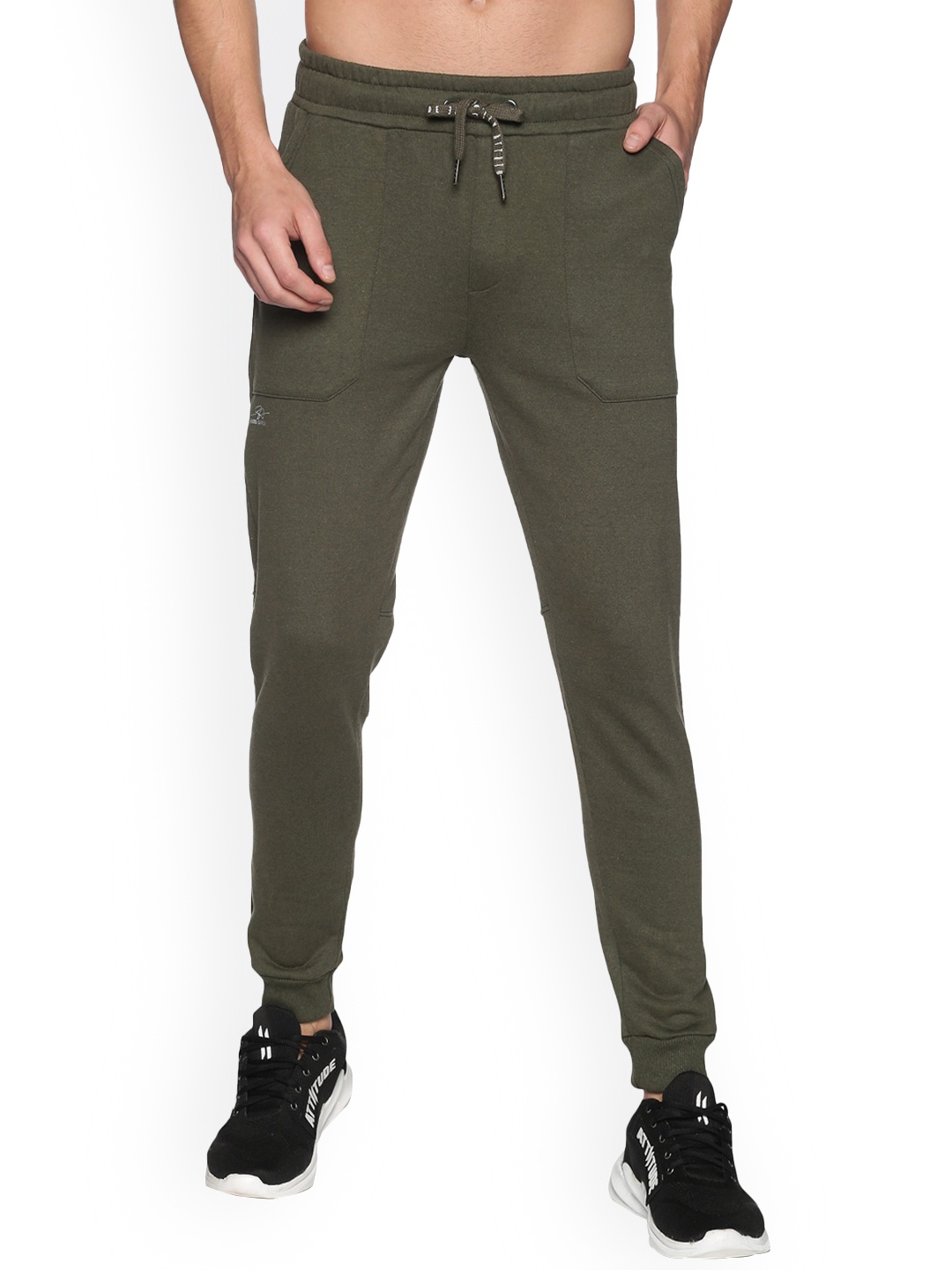 

ATTIITUDE Men Slim Fit Pure Cotton Sports Joggers, Olive