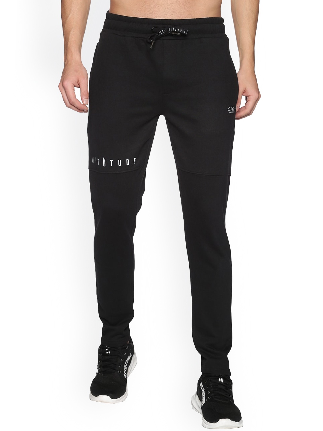 

ATTIITUDE Men Slim Fit Pure Cotton Joggers, Black