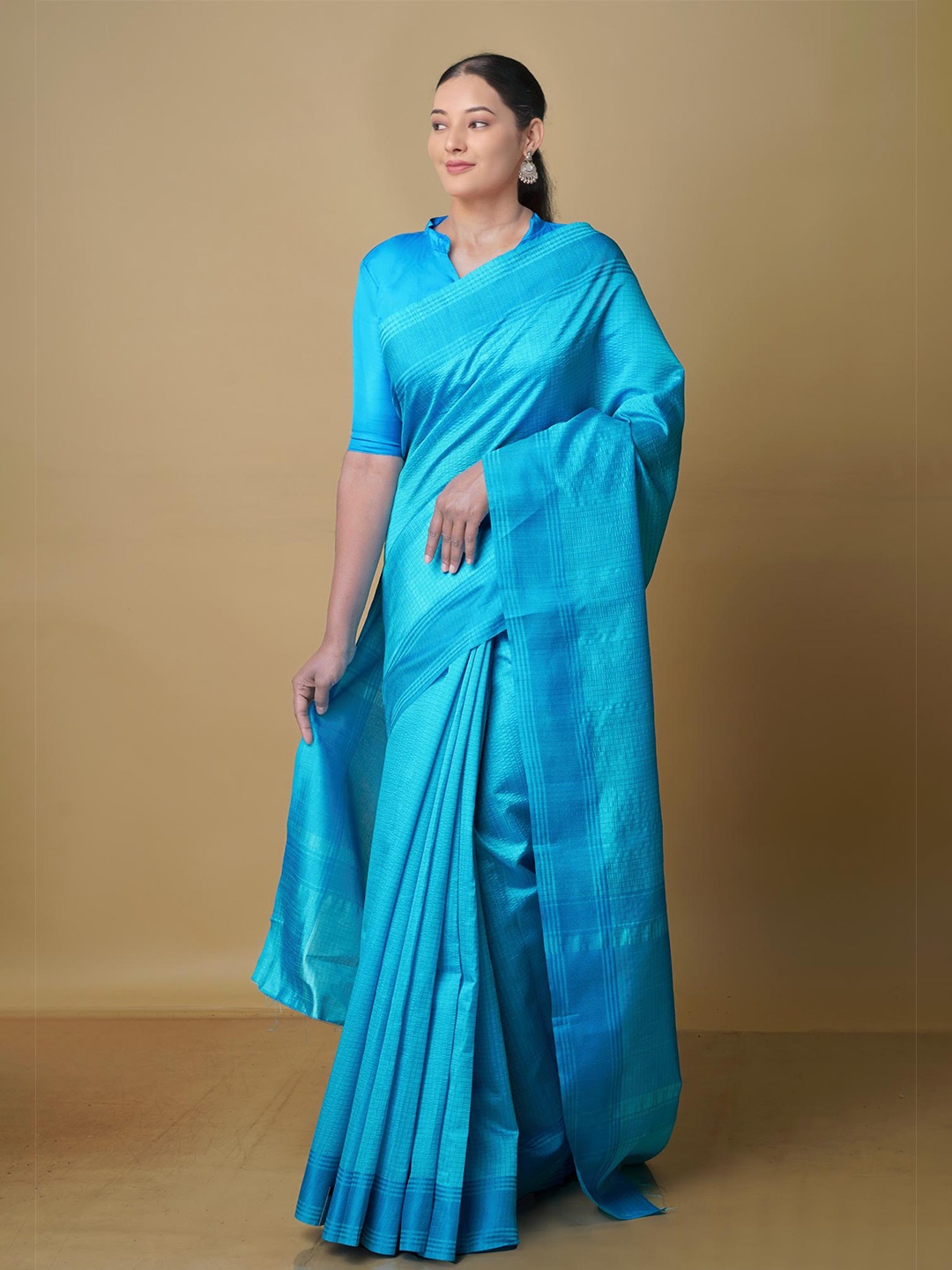 

Unnati Silks Checked Mysore Silk Saree, Blue