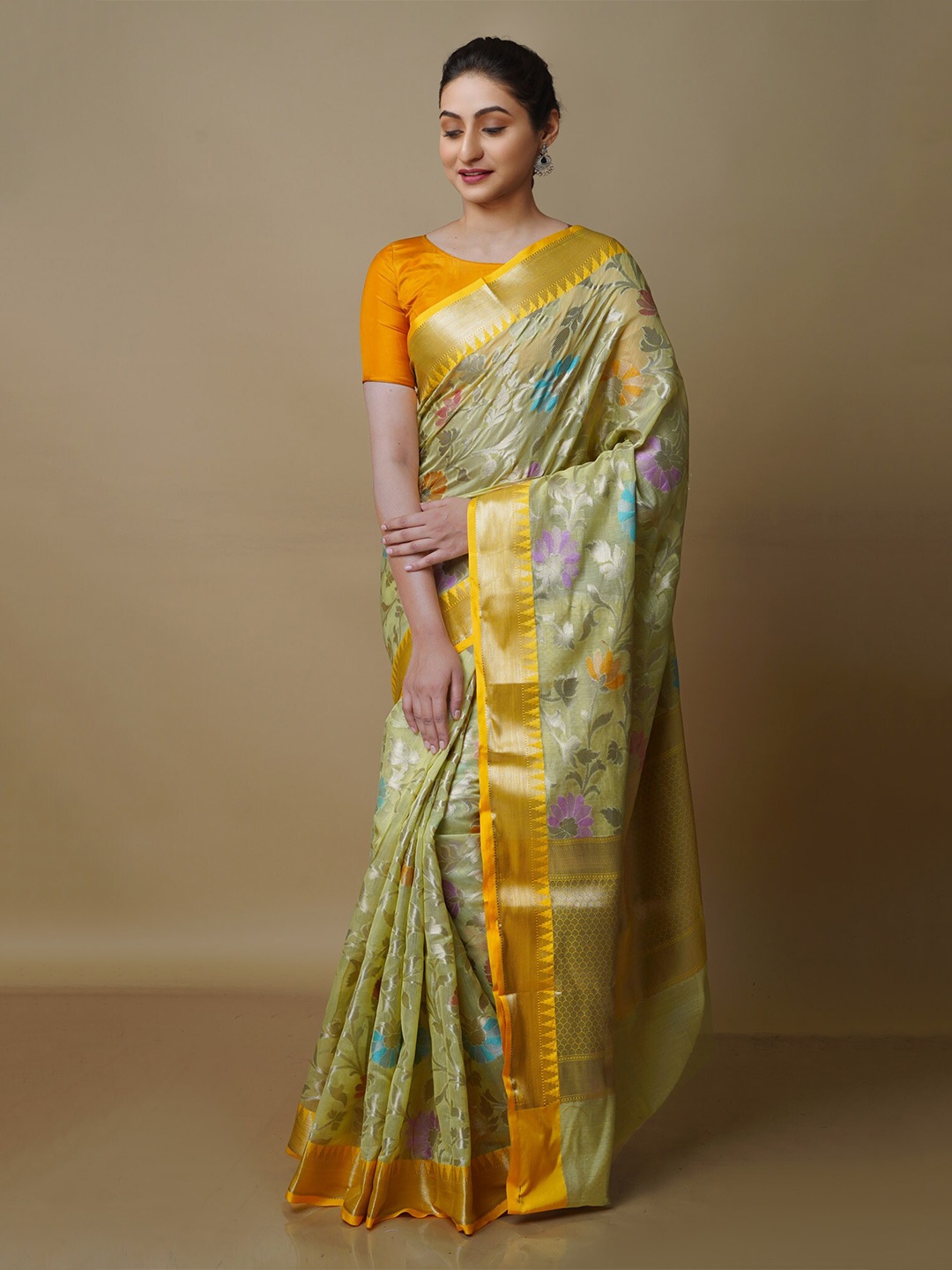 

Unnati Silks Woven Design Zari Banarasi Saree, Green