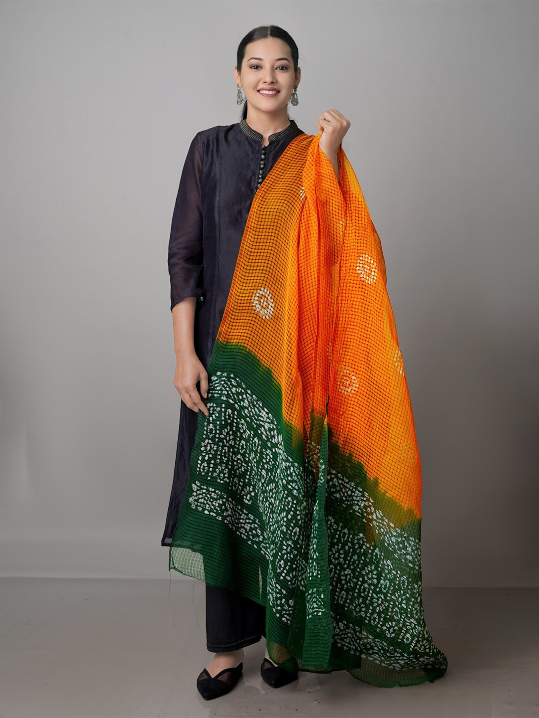 

Unnati Silks Checked Pure Cotton Dupatta, Mustard
