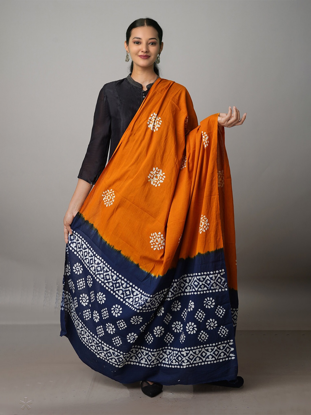 

Unnati Silks Checked Pure Cotton Batik Dupatta, Yellow