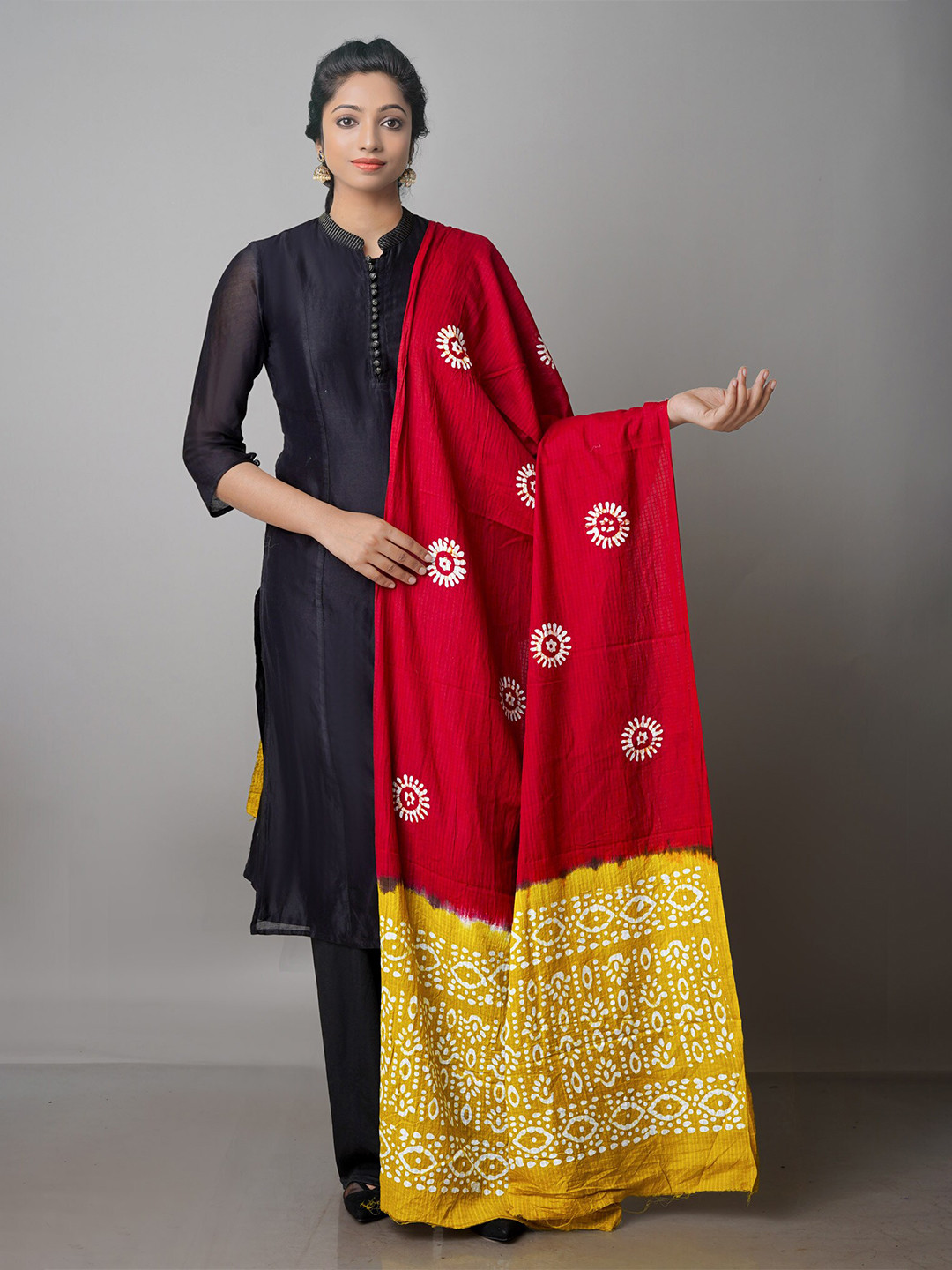 

Unnati Silks Ethnic Motifs Printed Pure Cotton Batik Dupatta, Maroon