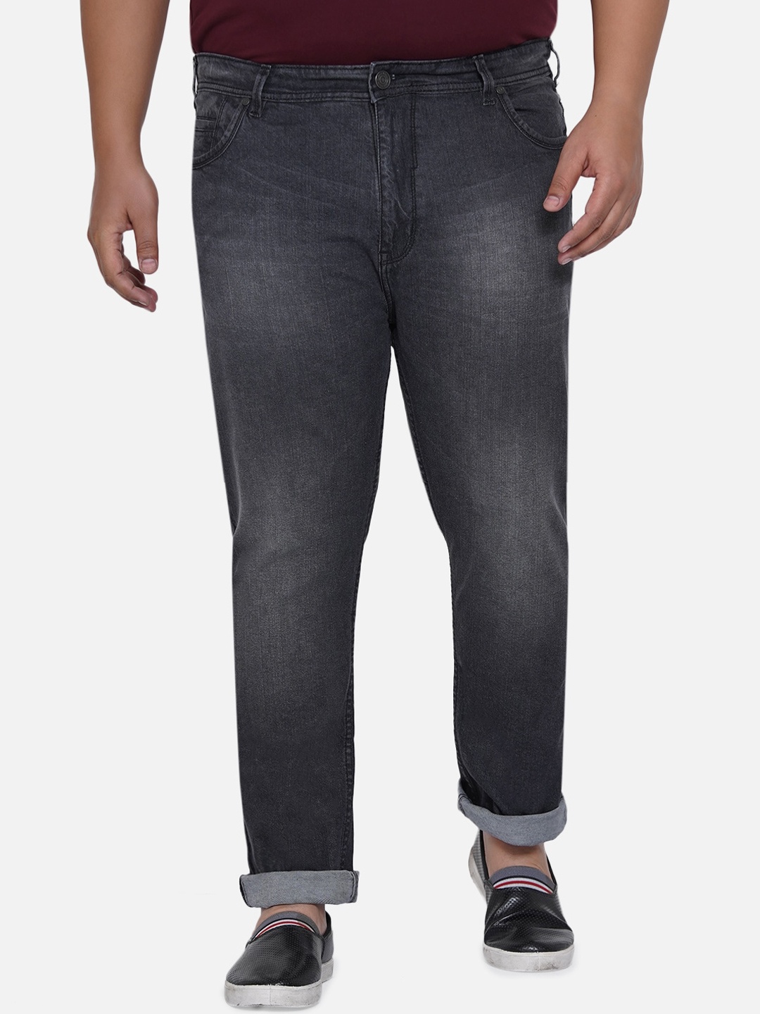 

John Pride Men Plus Size Heavy Fade Stretchable Jeans, Charcoal