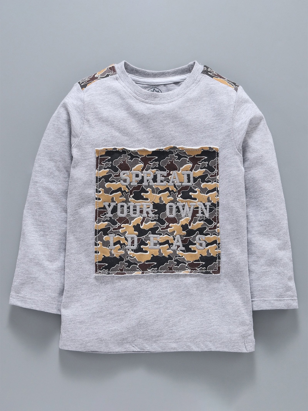 

JusCubs Boys Grey Printed V-Neck T-shirt