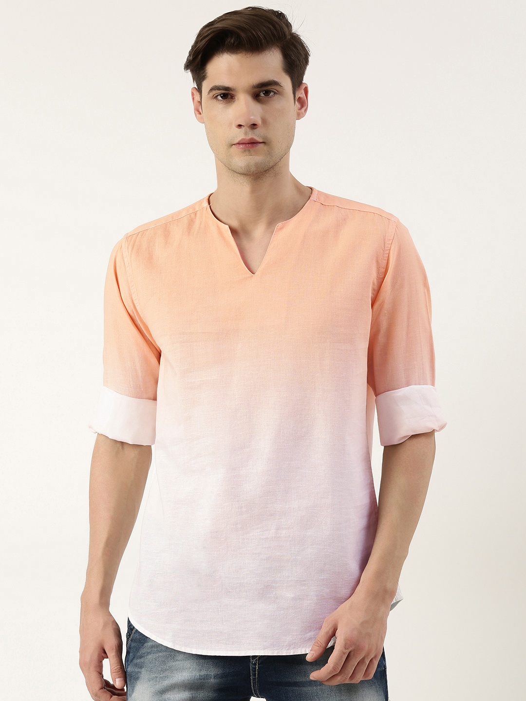 

Bene Kleed Colourblocked Ombre Pastels Kurta, White