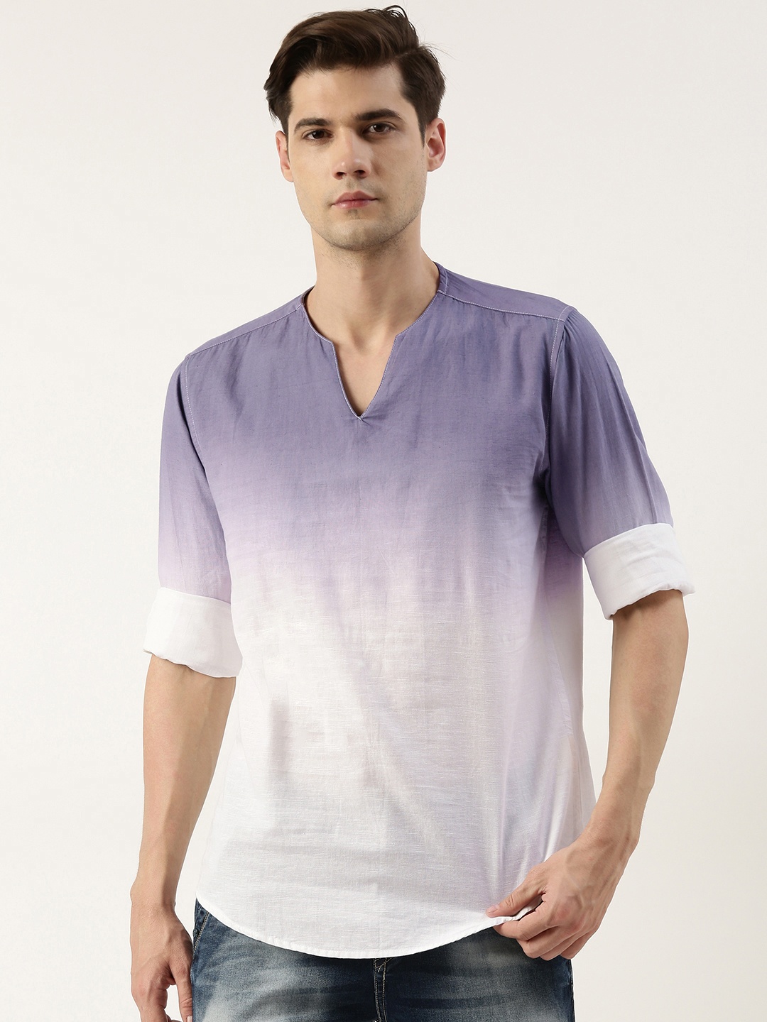 

Bene Kleed Colourblocked Ombre Kurta, White