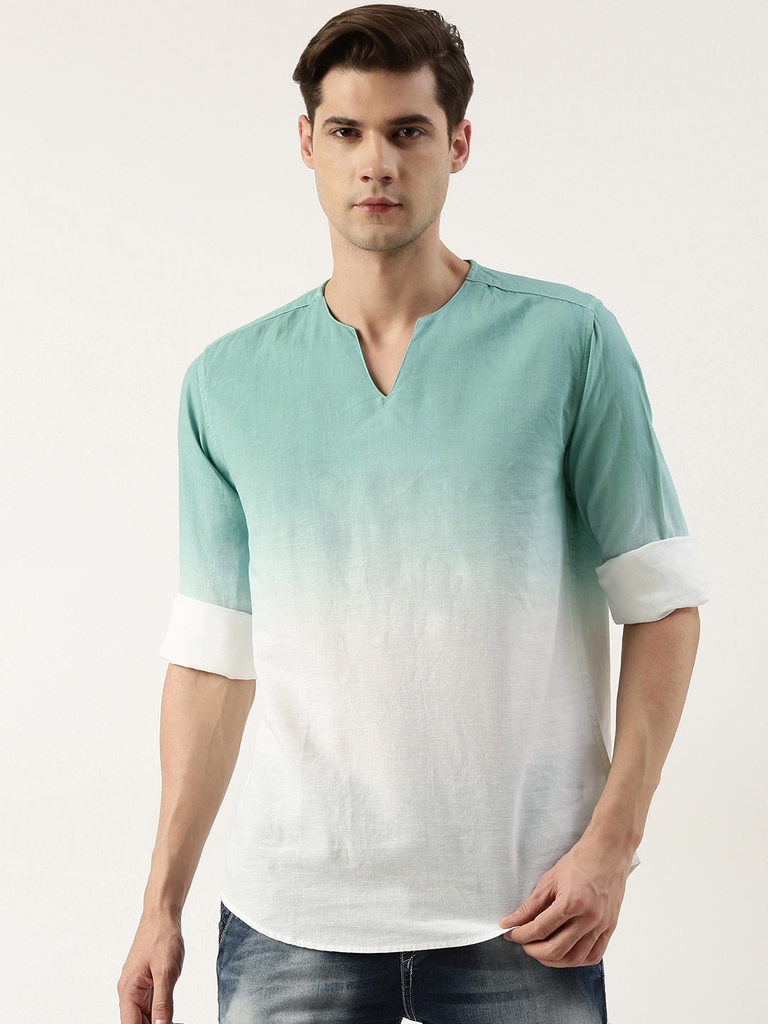 

Bene Kleed Colourblocked Ombre Kurta, White