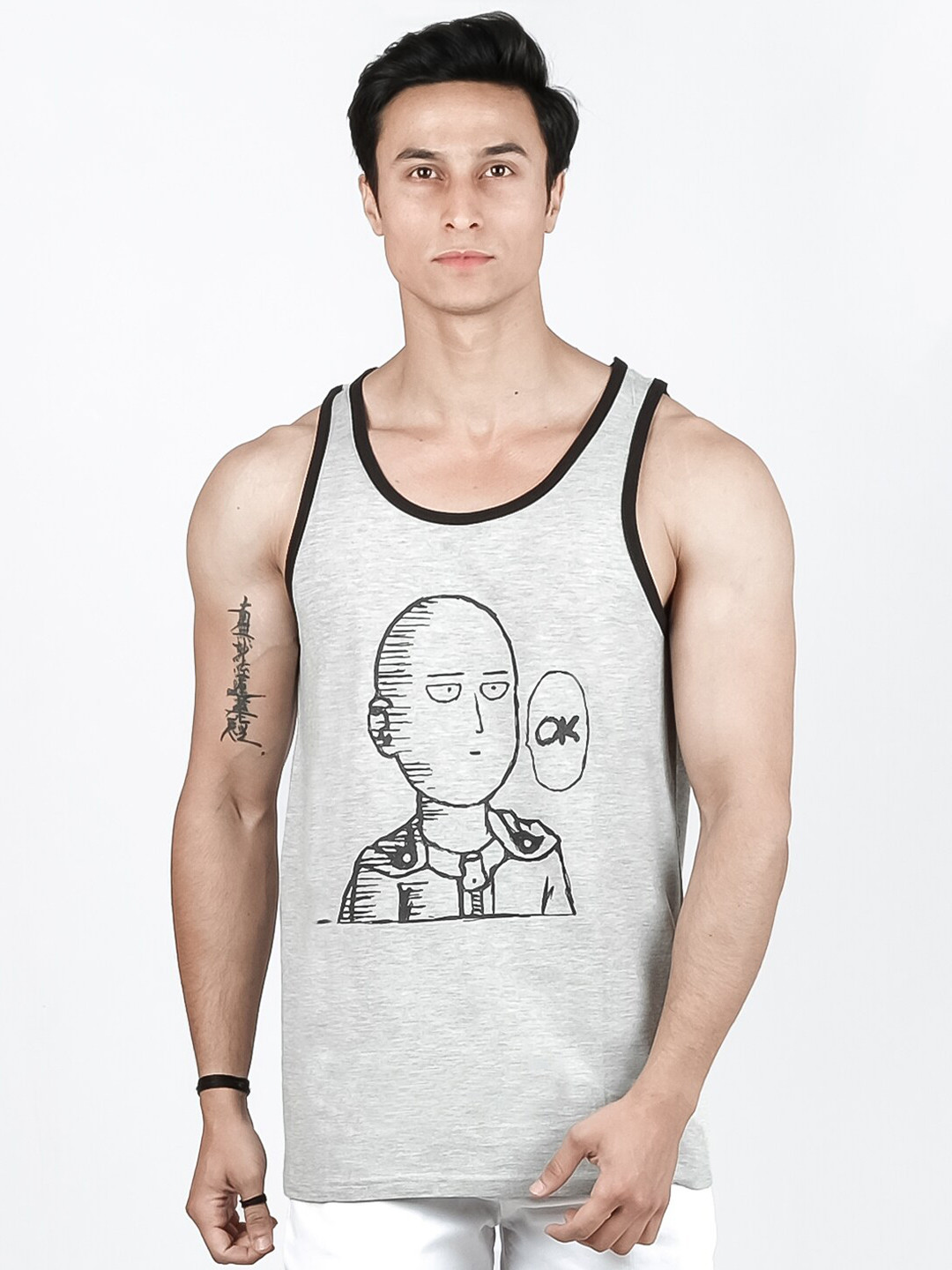 

COMICSENSE Men Anime One Punch Printed Cotton Innerwear Vest, Grey