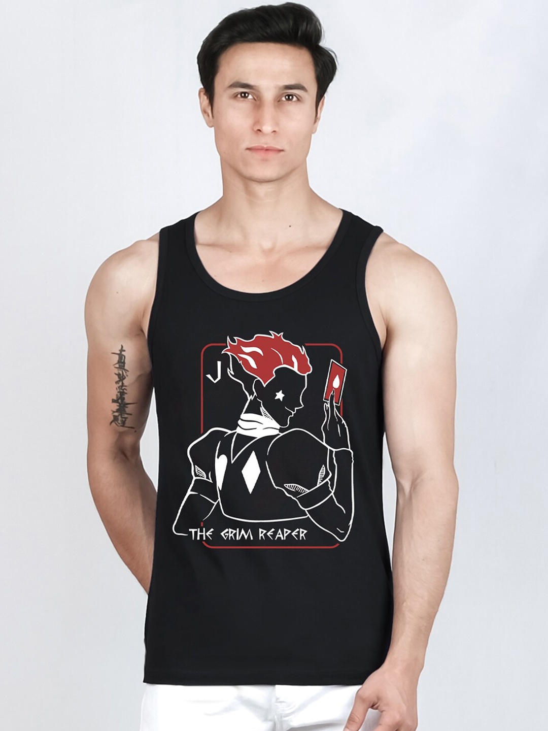 

COMICSENSE Anime Printed Pure Cotton Tank Top Vest, Black