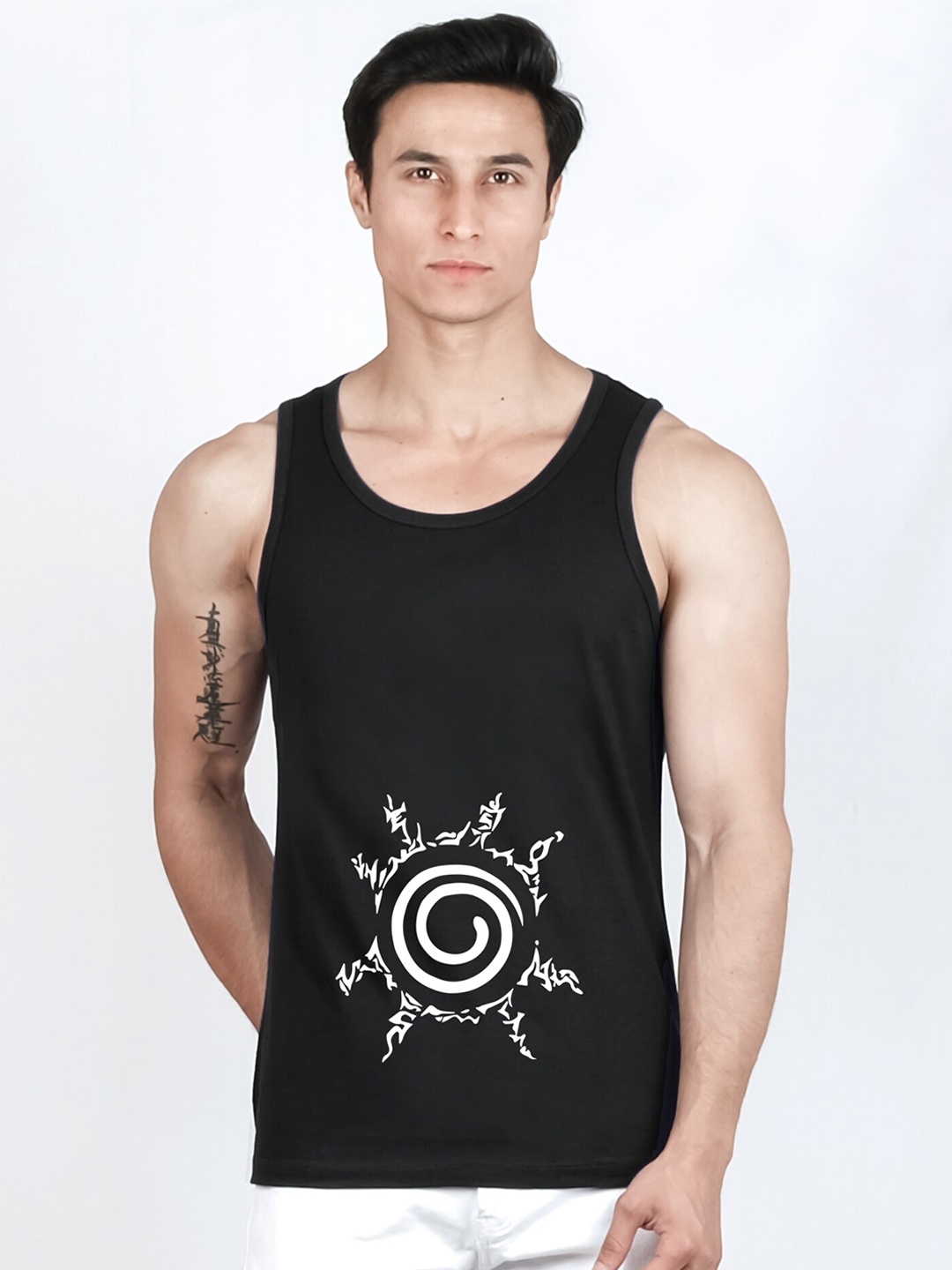 

COMICSENSE Anime Printed Naruto Pure Cotton Tank Top Vest, Black