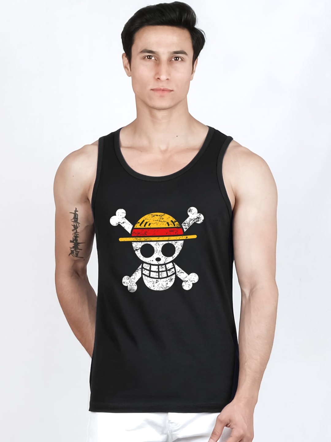 

COMICSENSE Anime Printed One Piece Pure Cotton Tank Top Vest, Black