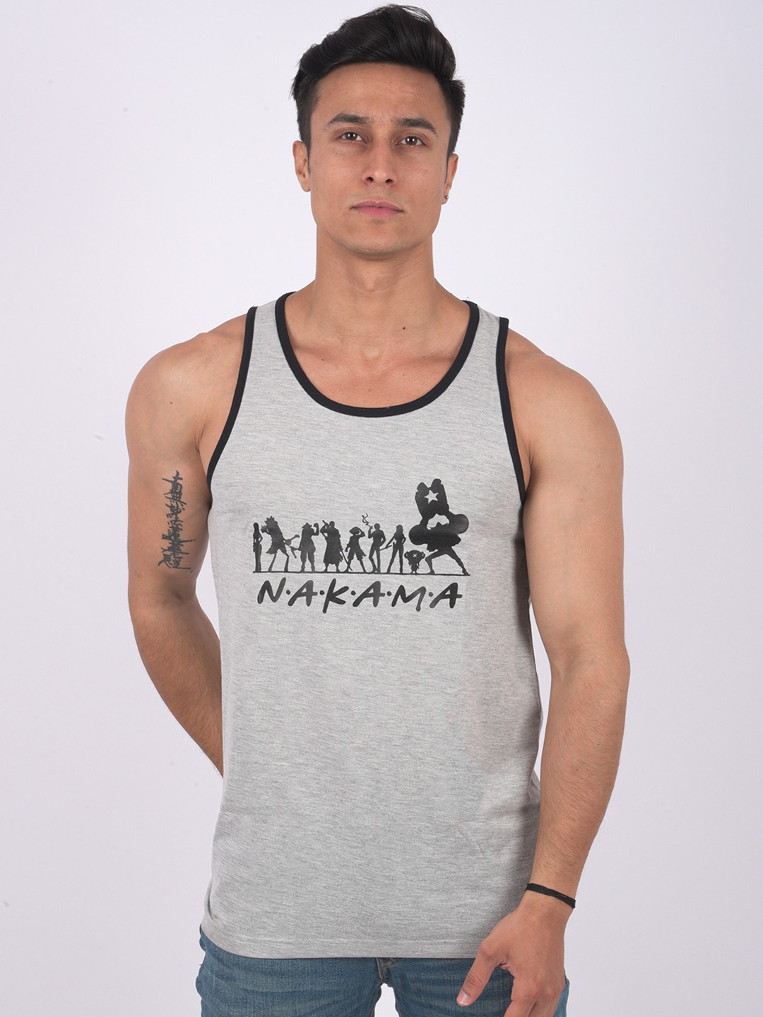 

COMICSENSE Men Graphic Printed Pure Cotton Bio Washed Tank Vest, Grey