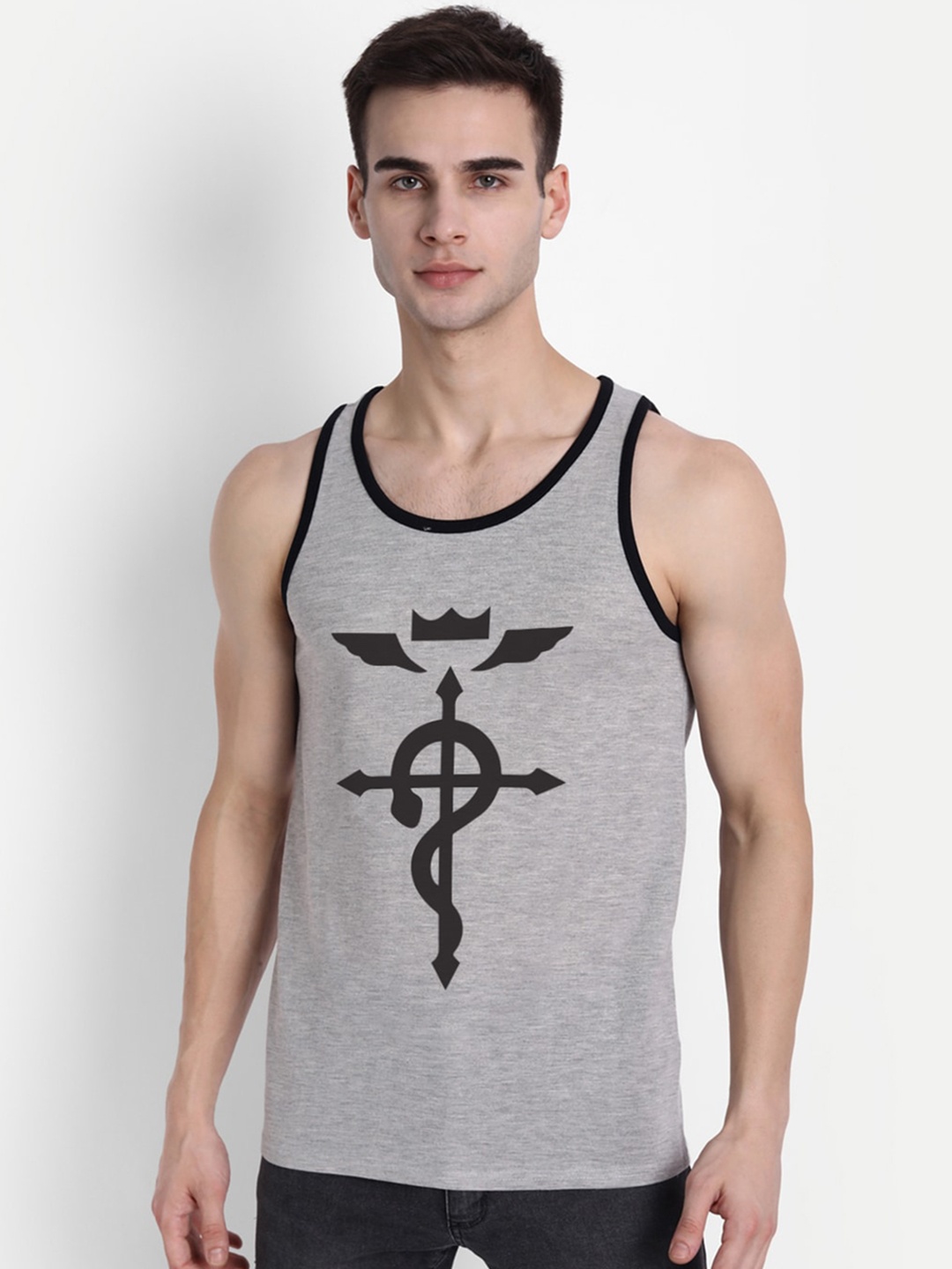 

COMICSENSE Anime Printed Pure Cotton Tank Top Vest, Grey