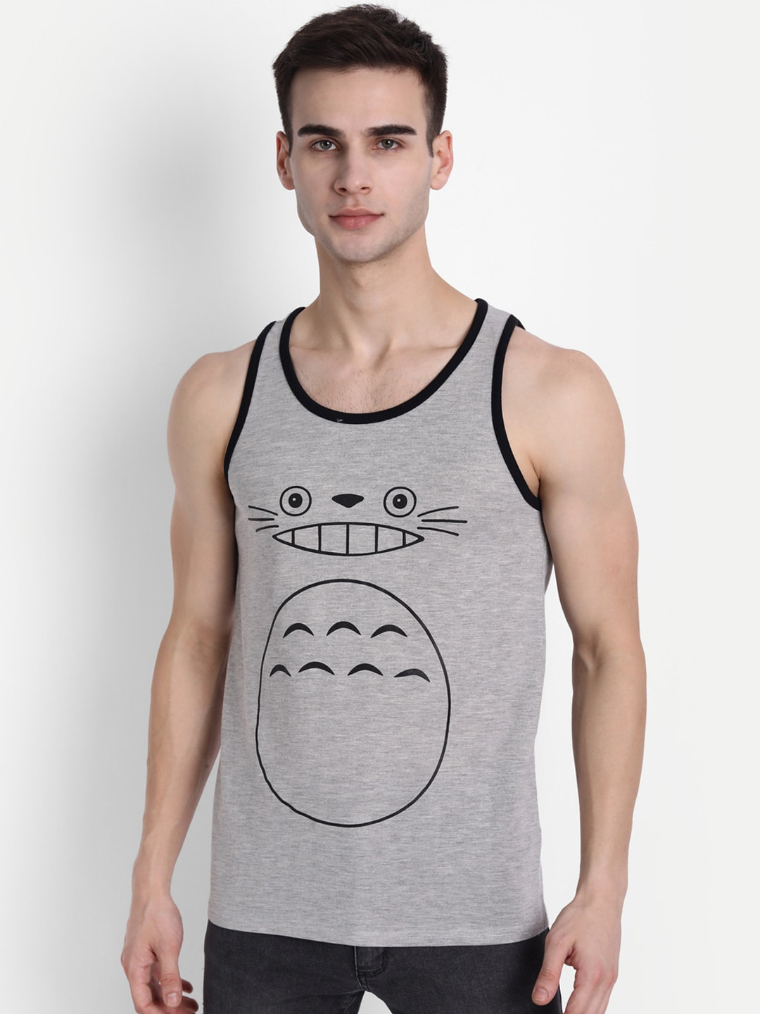

COMICSENSE Anime Printed Pure Cotton Tank Top Vest, Grey