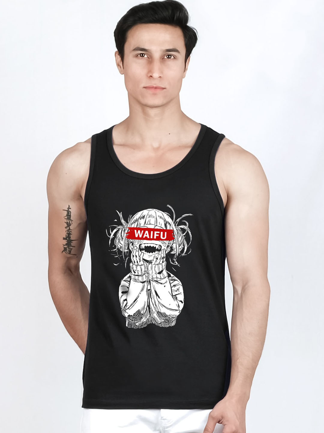 

COMICSENSE Men Printed Pure Cotton Innerwear Vests, Black