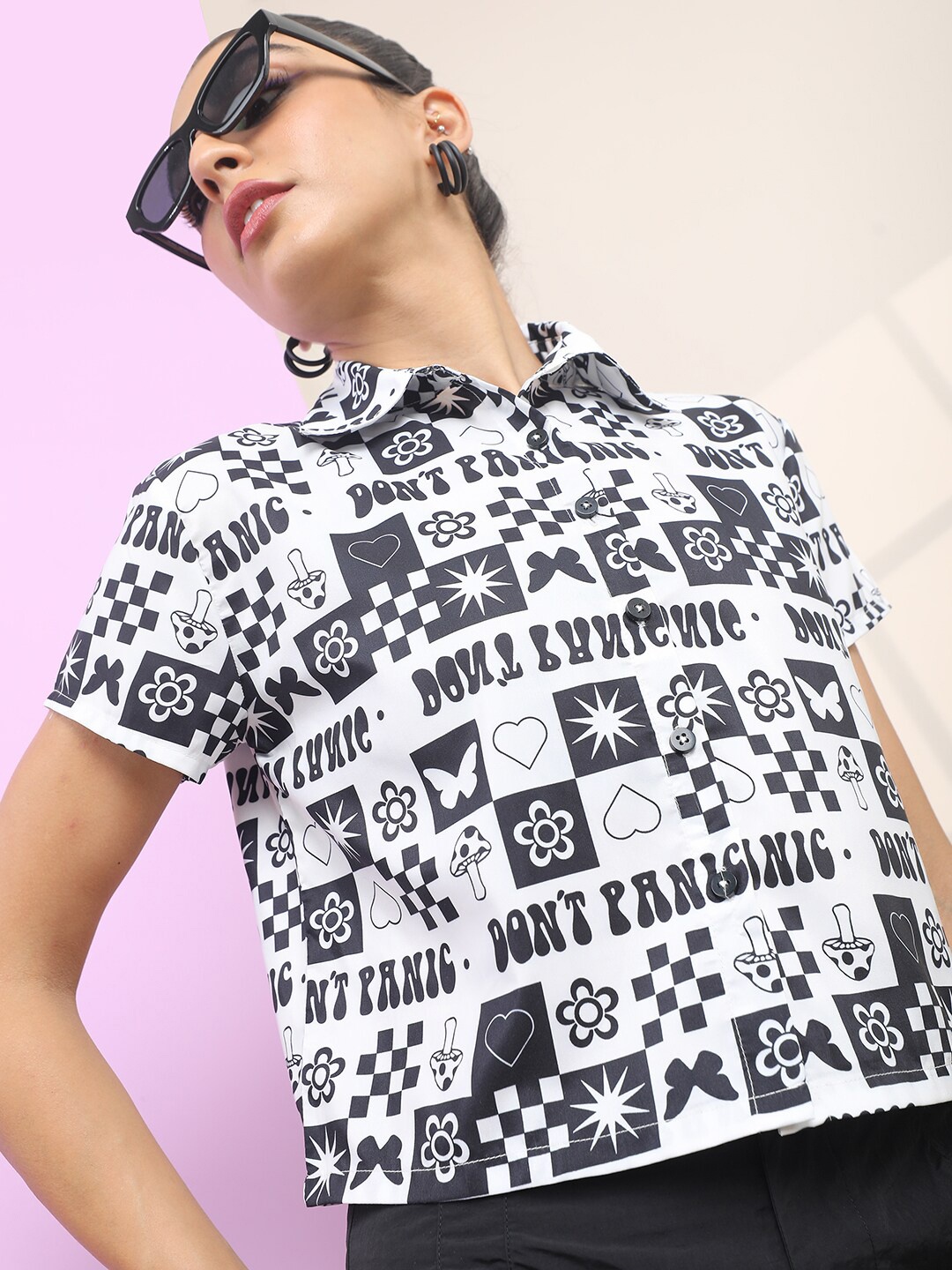 

Tokyo Talkies Women Printed Casual Shirt, Black