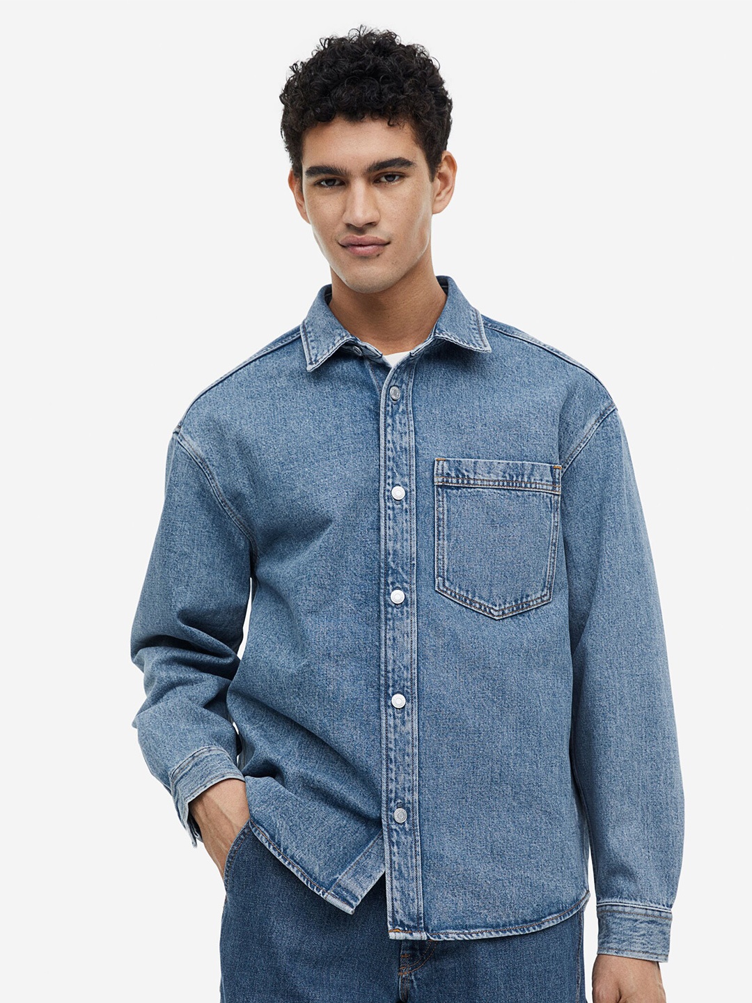 

H&M Regular Fit Denim Overshirt, Blue
