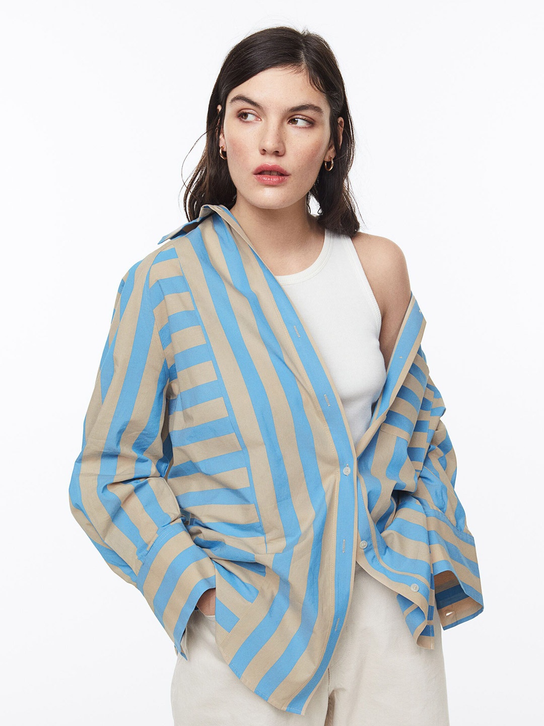 

H&M Women Cotton Shirt, Blue