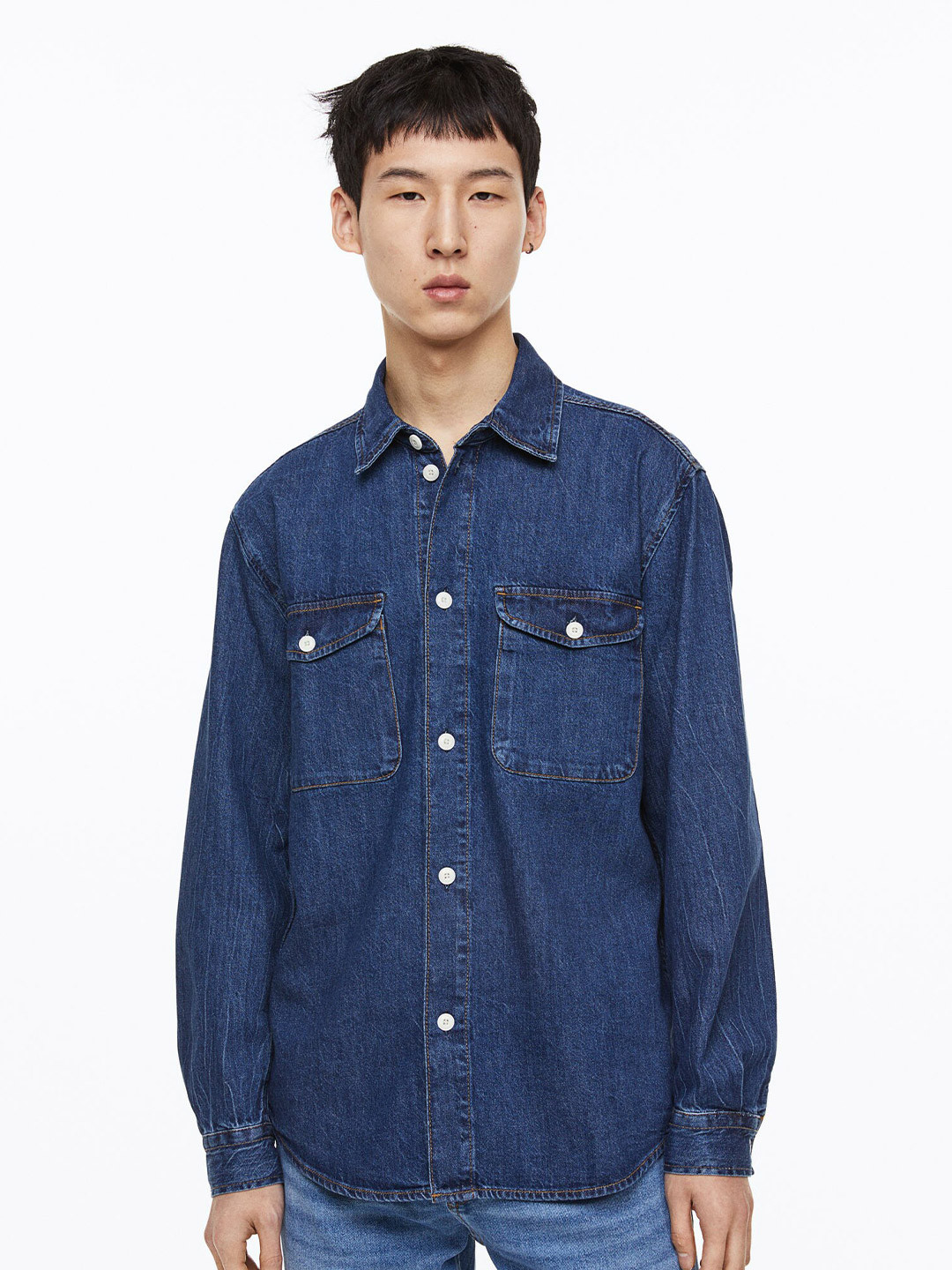 

H&M Men Regular Fit Denim Shirt, Blue