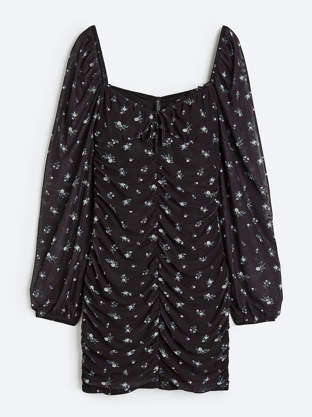 

H&M Gathered Mesh Dress, Black