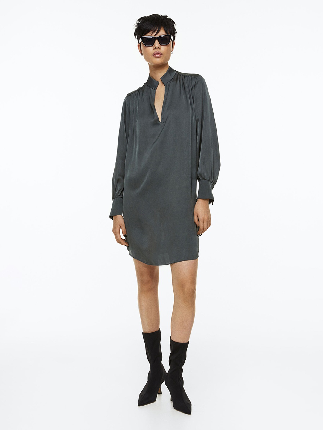 

H&M Satin Tunic Dress, Olive