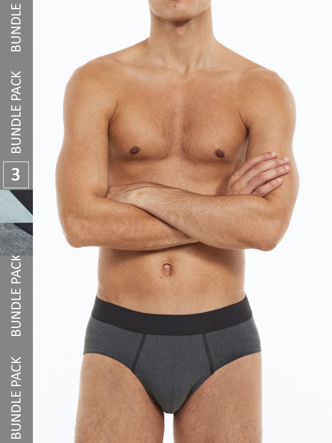 

H&M Men 3-Pack Xtra Life Briefs, Grey