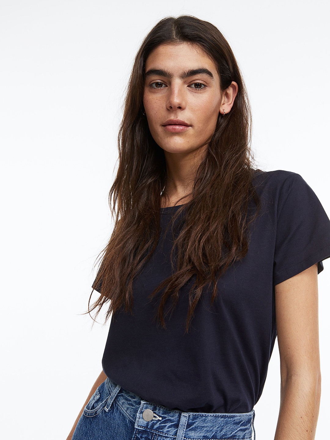 

H&M Pure Cotton T-shirt, Navy blue