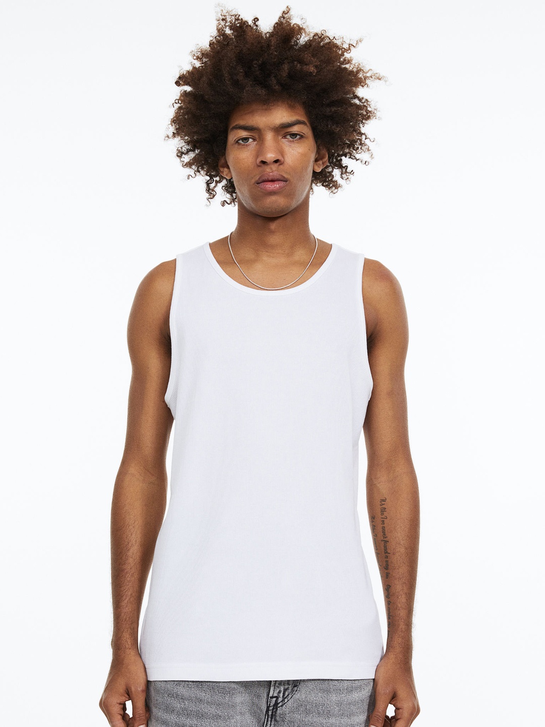 

H&M Ribbed Vest Top, White