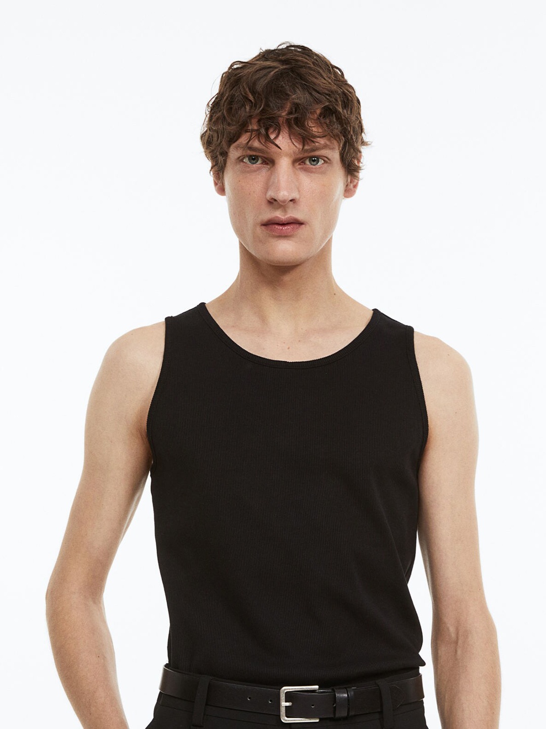 

H&M Men Ribbed Vest Top, Black