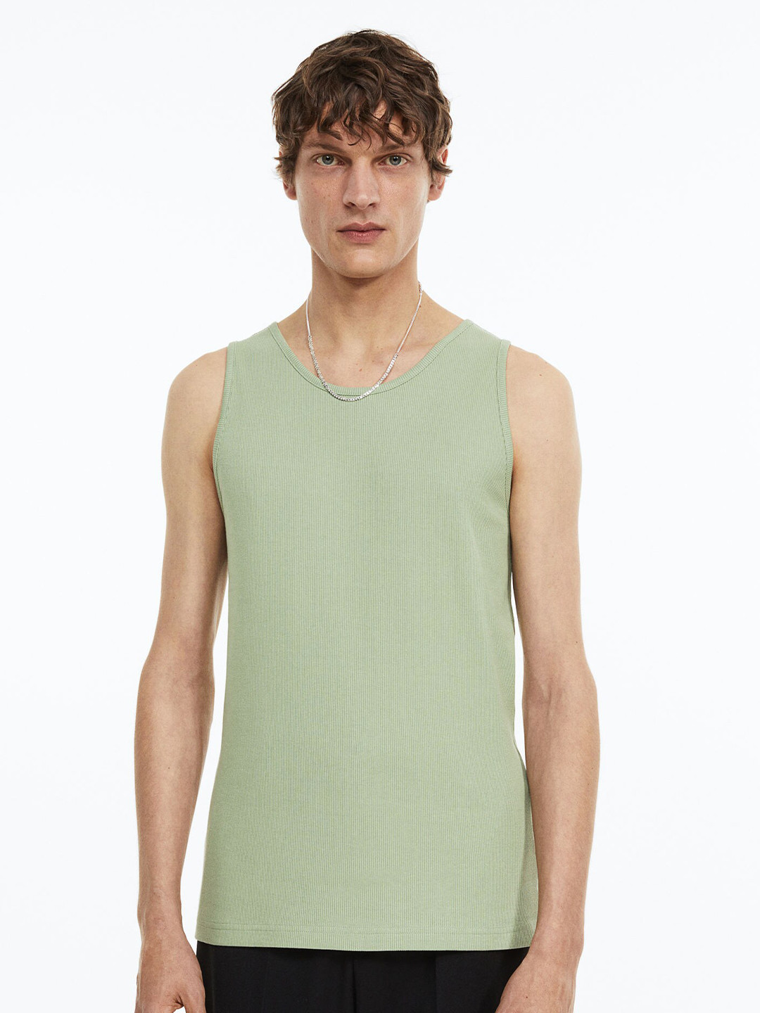 

H&M Men Ribbed Vest Top, Sea green