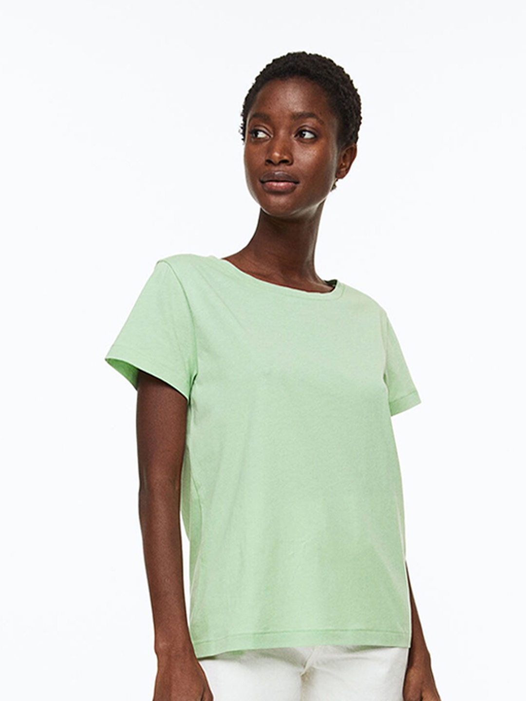 

H&M Women Cotton T-Shirt, Sea green