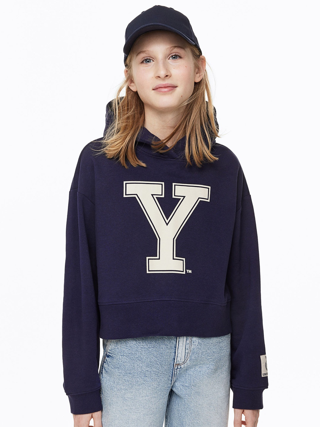 

H&M Girls Printed Hoodie, Navy blue