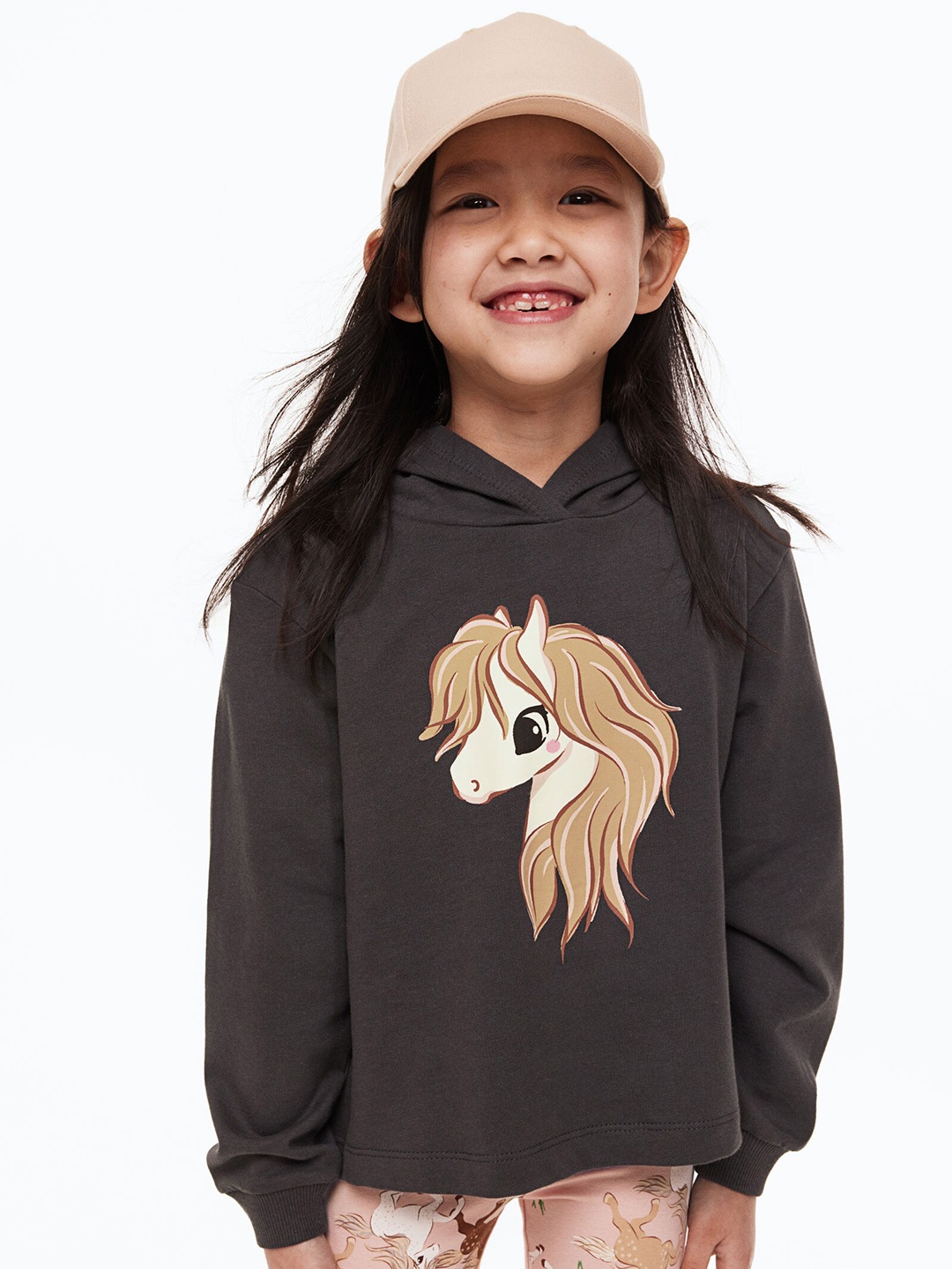

H&M Girls Printed Hoodie, Grey