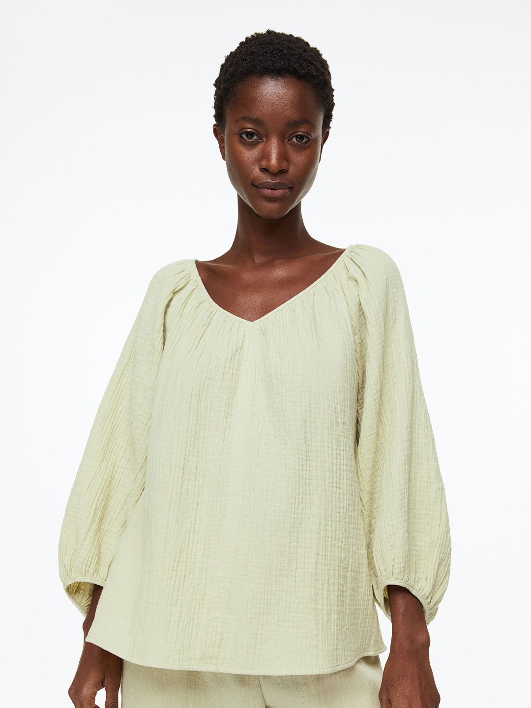 

H&M Crinkled Blouse, Green