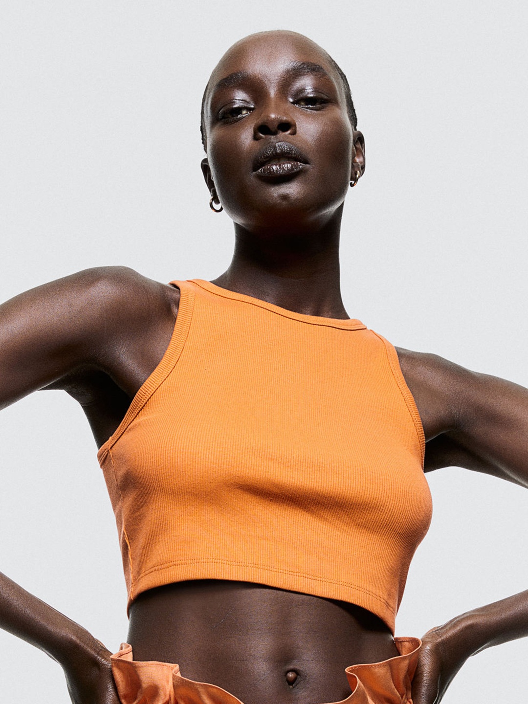 

H&M Cropped Vest Top, Orange