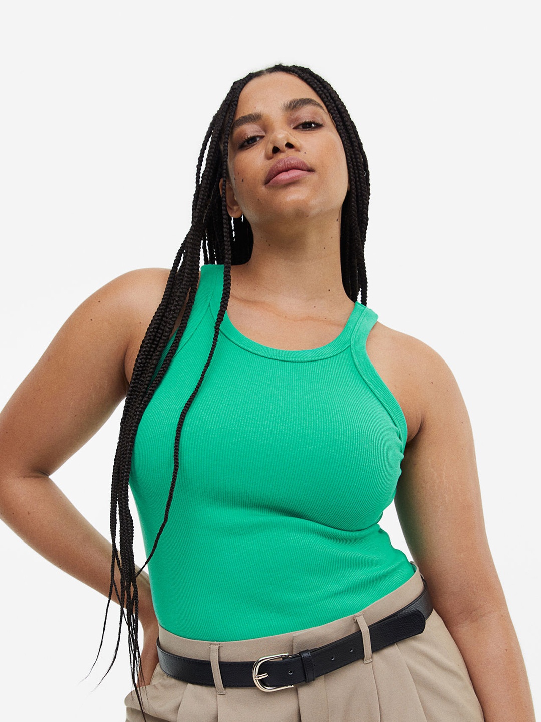 

H&M Ribbed Vest Top, Green