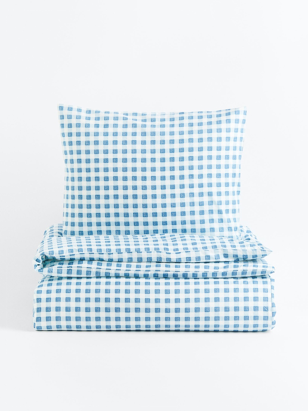

H&M Kids Blue & White Checked Single Duvet Cover Set