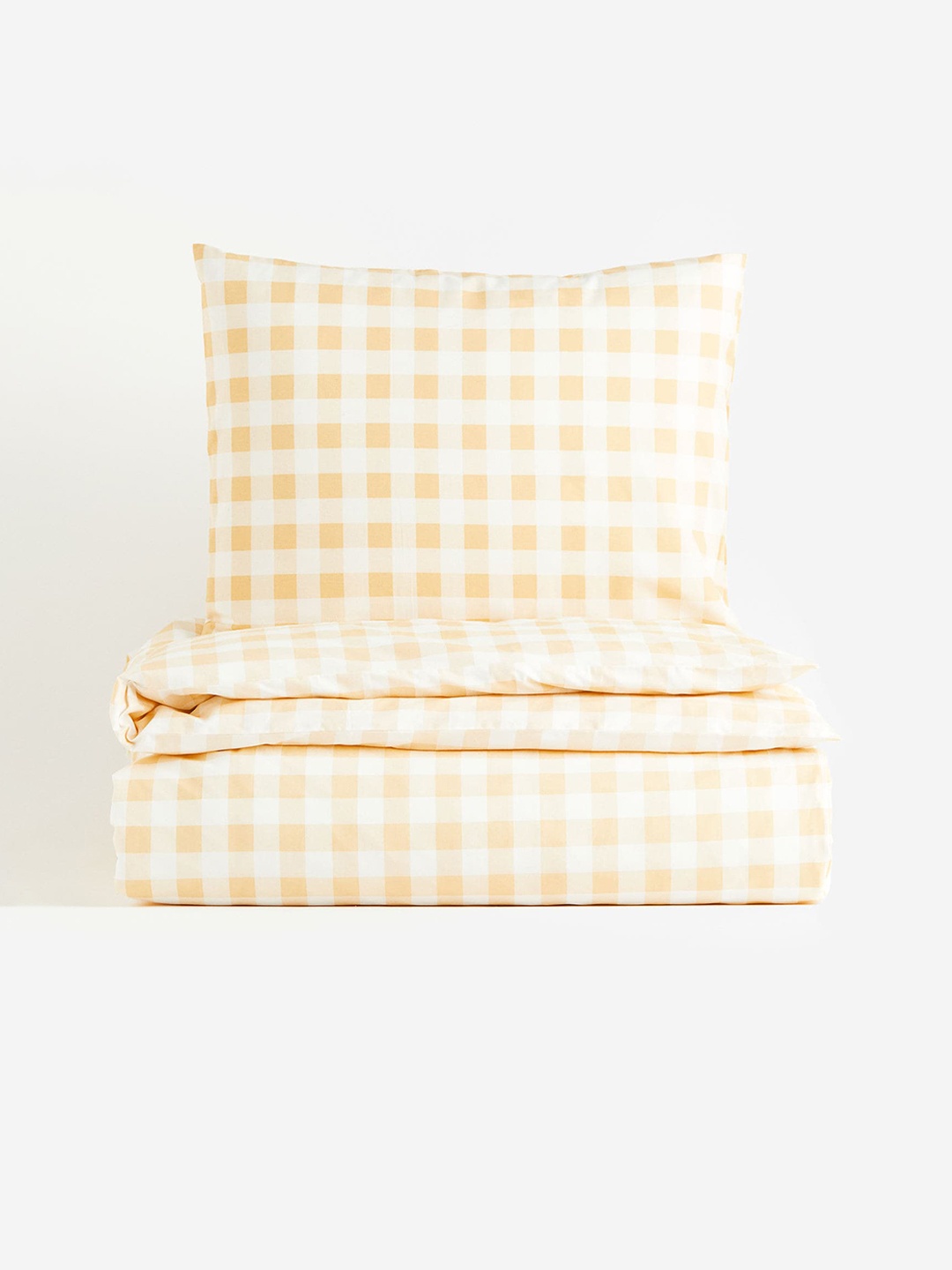 

H&M Yellow & Off White Patterned Single Duvet Cover Set