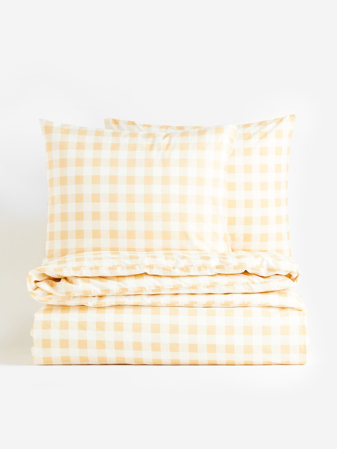 

H&M Yellow & White Patterned Double Duvet Cover Set