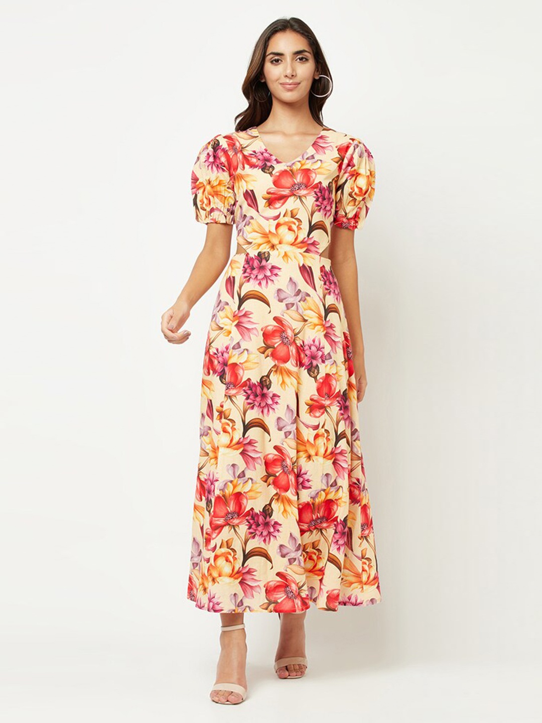 

HOUSE OF S Cream-Coloured Floral Maxi Dress
