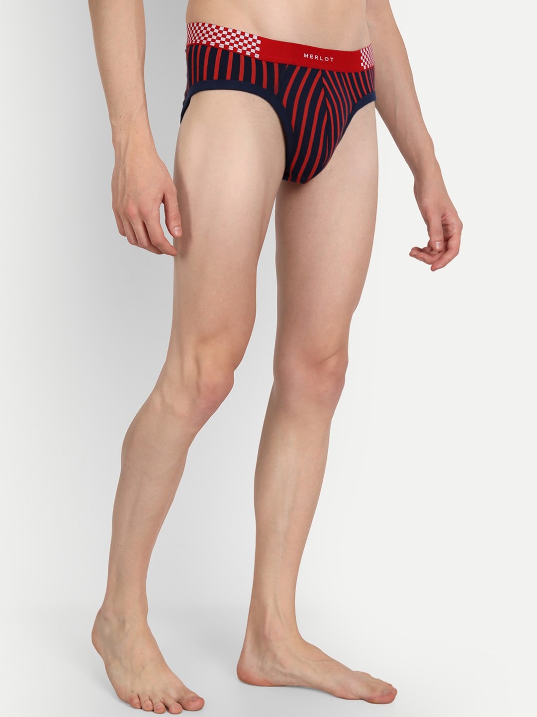 

MERLOT Men Striped Basic BriefsMRLT_35_S, Red