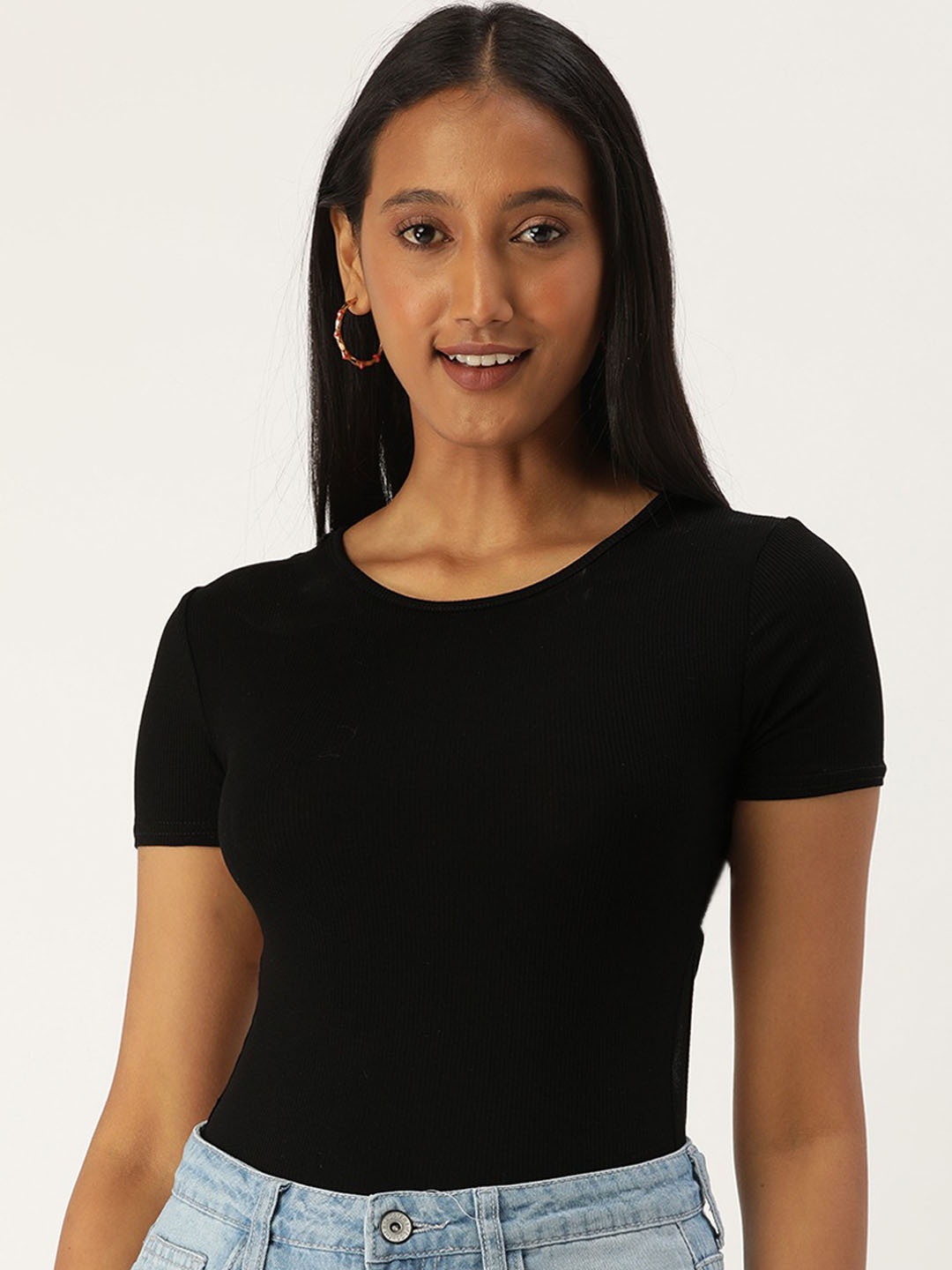 

SHECZZAR Women Solid Bodysuit, Black