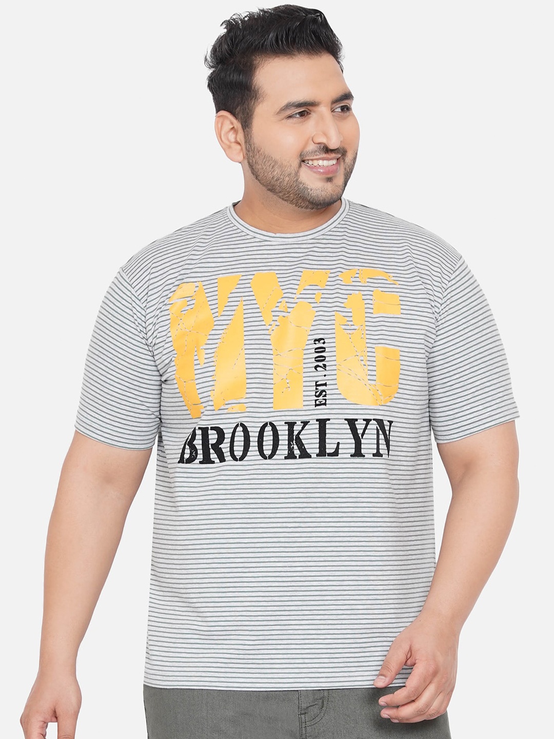 

John Pride Plus Size Striped T-shirt, Sea green