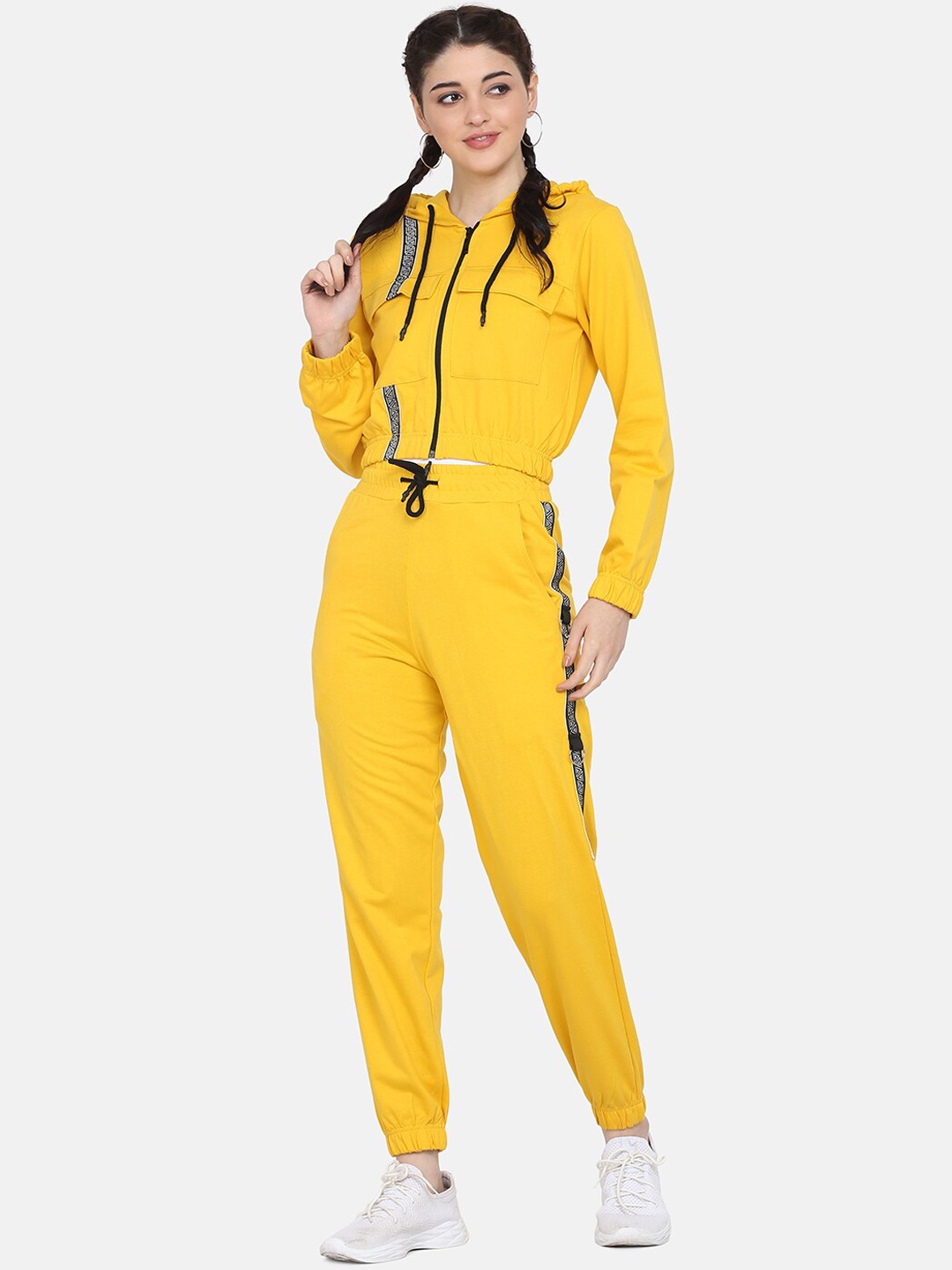 

Aesthetic Bodies Women Hooded Cotton Tracksuit, Yellow