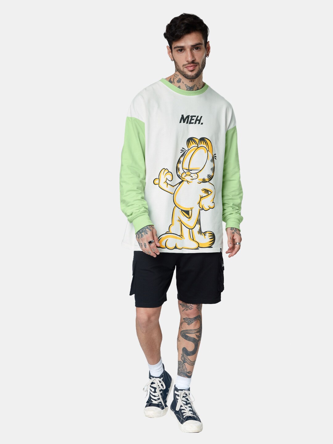 

The Souled Store Men Multicoloured Printed Extended Sleeves Applique Loose Oversized T-Shirt, Multi